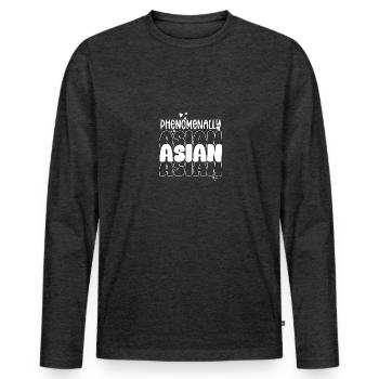 Phenomenally Asian American Heritage - Männer Premium Bio Langarmshirt - Anthrazit meliert - Vorne - Nico (187cm)