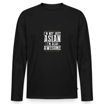 Je ne suis pas seulement asiatique, je suis aussi une asiatique géniale - T-shirt manches longues Premium bio Homme - noir - Devant - Nico (187cm)