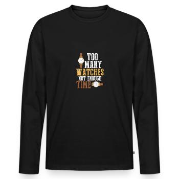 Trop de montres Pas assez de Time Watch Collector - T-shirt manches longues Premium bio Homme - noir - Devant - Nico (187cm)