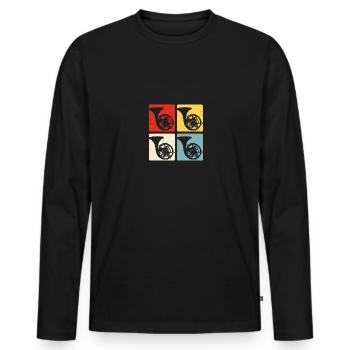 Cor français rétro pour musique fanfare - T-shirt manches longues Premium bio Homme - noir - Devant - Nico (187cm)
