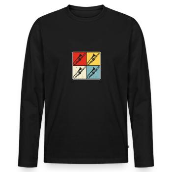 Retro Posaune Für Posaunisten - Männer Premium Bio Langarmshirt - Schwarz - Vorne - Nico (187cm)