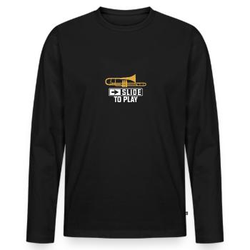Slide To Play Trombone pour trombonistes - T-shirt manches longues Premium bio Homme - noir - Devant - Nico (187cm)