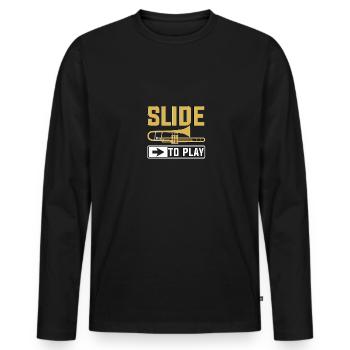 Slide To Play Trombone pour trombonistes - T-shirt manches longues Premium bio Homme - noir - Devant - Nico (187cm)