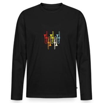 Retro Posaune Für Posaunisten - Männer Premium Bio Langarmshirt - Schwarz - Vorne - Nico (187cm)