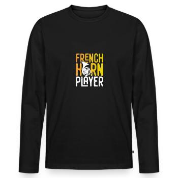 Cor français Cor français pour musiciens - T-shirt manches longues Premium bio Homme - noir - Devant - Nico (187cm)