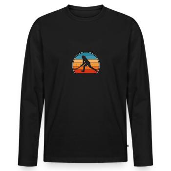 Frauen Feldhockey Hockey Sunset Vintage - Männer Premium Bio Langarmshirt - Schwarz - Vorne - Nico (187cm)