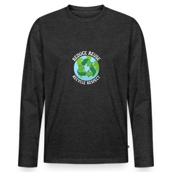 Reduce Reuse Recycle Recyceln Umweltschutz - Männer Premium Bio Langarmshirt - Anthrazit meliert - Vorne - Nico (187cm)