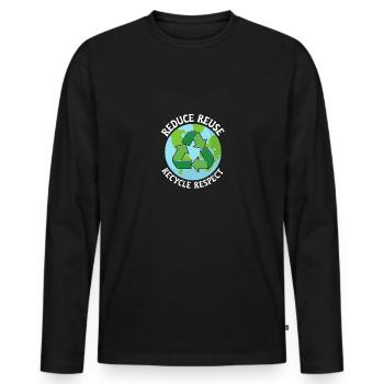 Reduce Reuse Recycle Recyceln Umweltschutz - Männer Premium Bio Langarmshirt - Schwarz - Vorne - Nico (187cm)