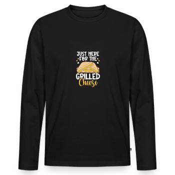 I'm Just Here For the Grilled Cheese Für - Männer Premium Bio Langarmshirt - Schwarz - Vorne - Nico (187cm)