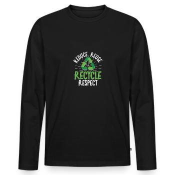Reduce Reuse Recycle Recyceln Umweltschutz - Männer Premium Bio Langarmshirt - Schwarz - Vorne - Nico (187cm)