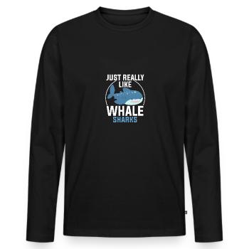 Juste vraiment comme les requins-baleines Requin-baleine pour les plongeurs - T-shirt manches longues Premium bio Homme - noir - Devant - Nico (187cm)