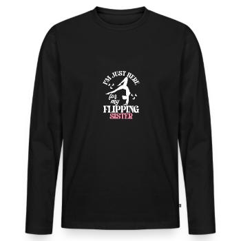 Je suis juste là pour ma sœur flipping Gymnastics - T-shirt manches longues Premium bio Homme - noir - Devant - Nico (187cm)