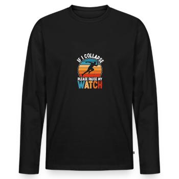 Si je m’effondre, veuillez mettre en pause ma montre Ultramarathon - T-shirt manches longues Premium bio Homme - noir - Devant - Nico (187cm)