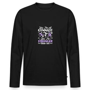 Oui, je suis une gymnaste Oui, je suis plus forte en gymnastique - T-shirt manches longues Premium bio Homme - noir - Devant - Nico (187cm)