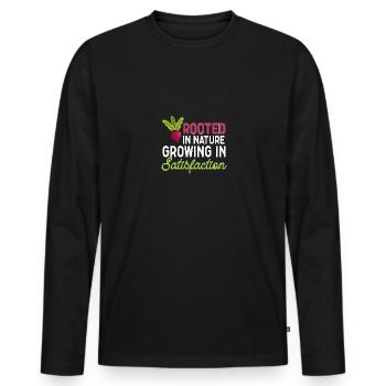 Organic Rooted In Nature Growing In Satisfaction - Men's Premium Organic Long Sleeve Shirt - black - Front - Nico (187cm)