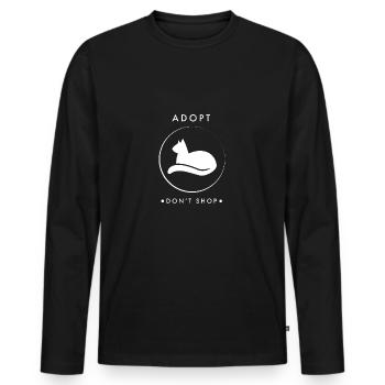Adopter Ne pas magasiner le bien-être des animaux chat - T-shirt manches longues Premium bio Homme - noir - Devant - Nico (187cm)