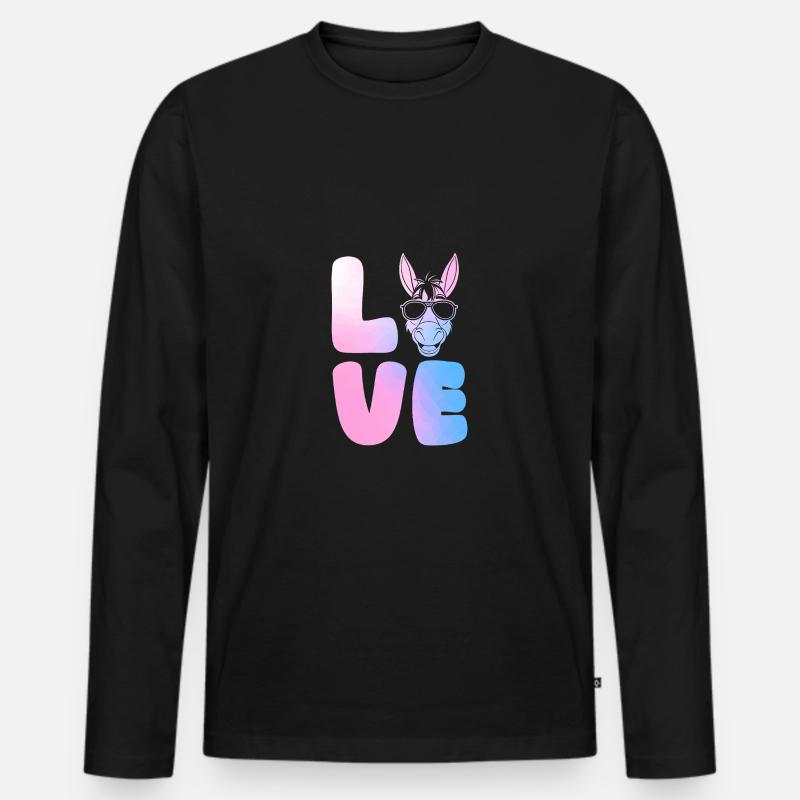 Esel - Männer Premium Bio Langarmshirt - Schwarz