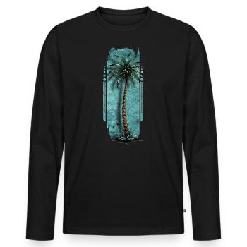 Solitaire : Palmier solitaire - T-shirt manches longues Premium bio Homme - noir - Devant - Nico (187cm)