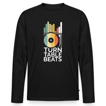 turntable beats music musik dj djing platten icon - Männer Premium Bio Langarmshirt - Schwarz - Vorne - Nico (187cm)