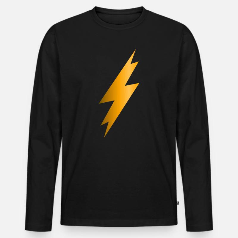 Blitzschlag - Männer Premium Bio Langarmshirt - Schwarz