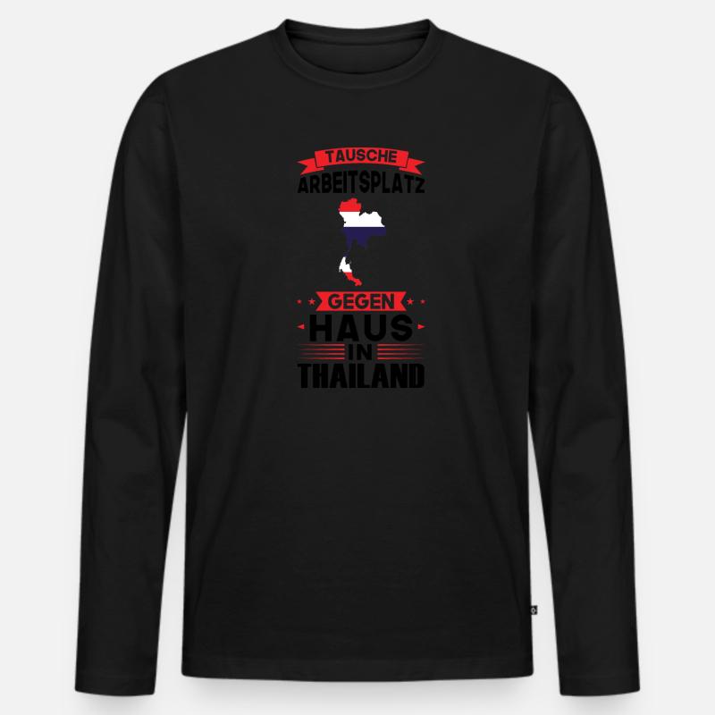 Thailand Flagge Thailändisch Geschenk - Männer Premium Bio Langarmshirt - Schwarz