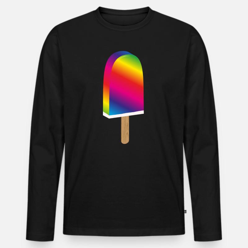 buntes Regenbogen-Eis für Sommerfans - Männer Premium Bio Langarmshirt - Schwarz