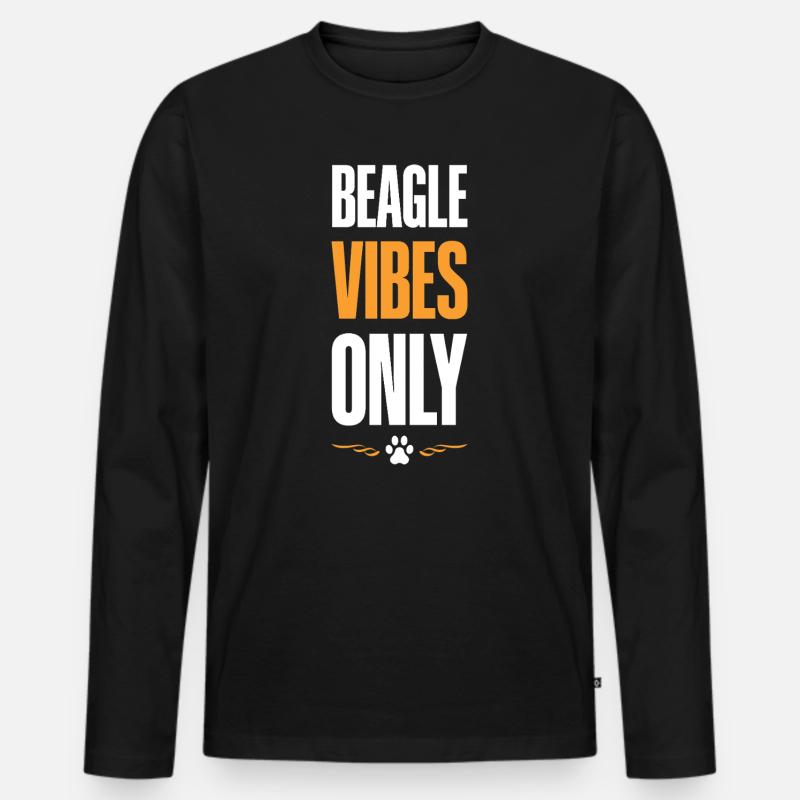 Beagle Vibes Nur Gute Laune - Männer Premium Bio Langarmshirt - Schwarz