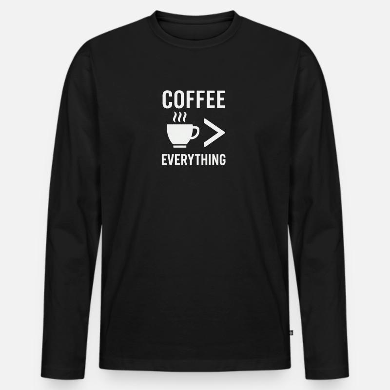 Kaffee Ist Alles - Männer Premium Bio Langarmshirt - Schwarz