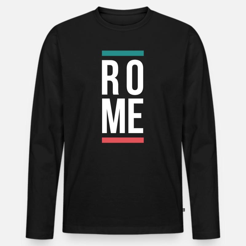 Rome City Bold Typography-Design - Männer Premium Bio Langarmshirt - Schwarz