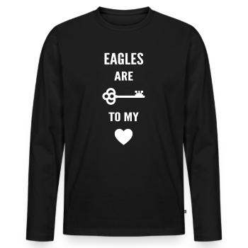Eagles are the key to my heart - Men's Premium Organic Long Sleeve Shirt - black - Front - Nico (187cm)
