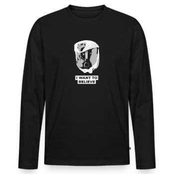 I Want To Believe 001 Skull - Men's Premium Organic Long Sleeve Shirt - black - Front - Nico (187cm)