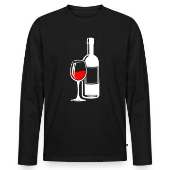 Wein Weinglas Weinflasche Rotwein Weinliebhaber - Männer Premium Bio Langarmshirt - Schwarz - Vorne - Nico (187cm)