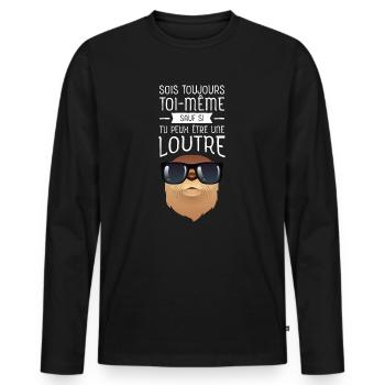 Sois Toujours Toi-Même - Loutre - T-shirt manches longues Premium bio Homme - noir - Devant - Nico (187cm)