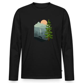 Forest Landscape Mountains Fox - Men's Premium Organic Long Sleeve Shirt - black - Front - Nico (187cm)