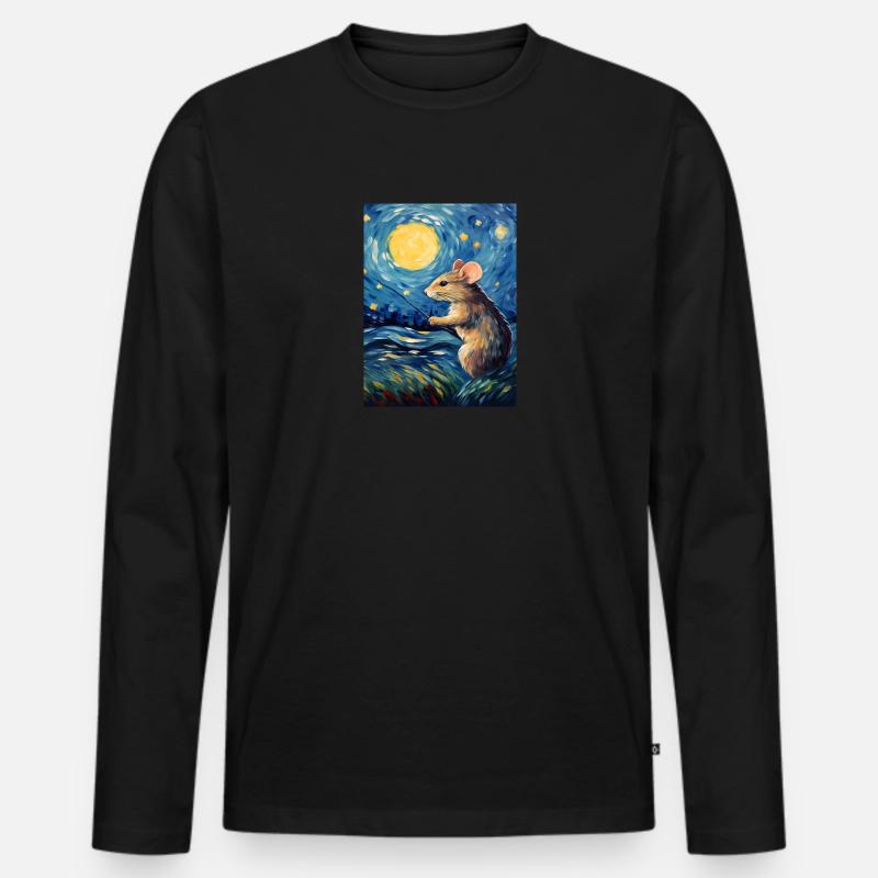 Van Gogh Maus - Männer Premium Bio Langarmshirt - Schwarz