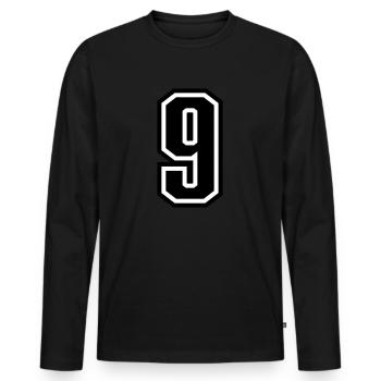 9 - Number 9 - Jersey number two-tone change color - Men's Premium Organic Long Sleeve Shirt - black - Front - Nico (187cm)