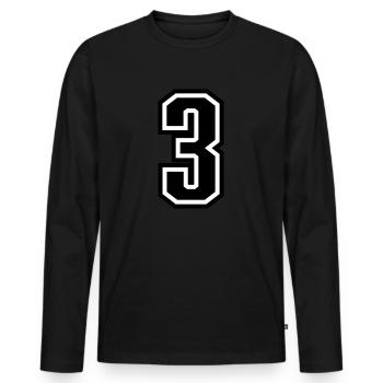 3 - Number 3 - Jersey number two-tone change color - Men's Premium Organic Long Sleeve Shirt - black - Front - Nico (187cm)