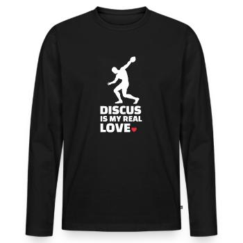 Disque - T-shirt manches longues Premium bio Homme - noir - Devant - Nico (187cm)