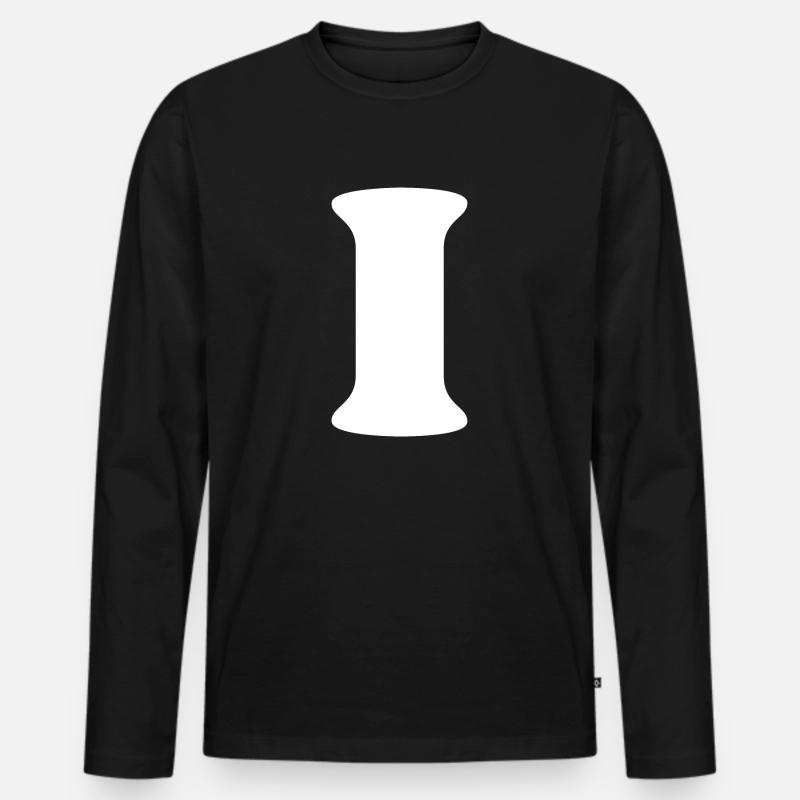 Buchstabe i - Männer Premium Bio Langarmshirt - Schwarz