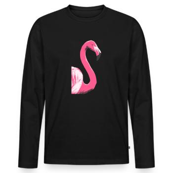 Flamingo Bird Illustration - Men's Premium Organic Long Sleeve Shirt - black - Front - Nico (187cm)