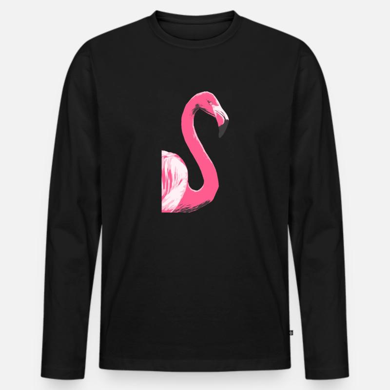 Flamingo Vogel Illustration - Männer Premium Bio Langarmshirt - Schwarz