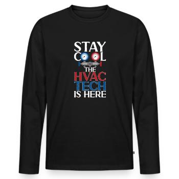 Chauffage, Climatisation, Ventilation, Technicien - T-shirt manches longues Premium bio Homme - noir - Devant - Nico (187cm)