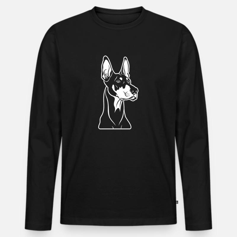 Dobermann - Männer Premium Bio Langarmshirt - Schwarz