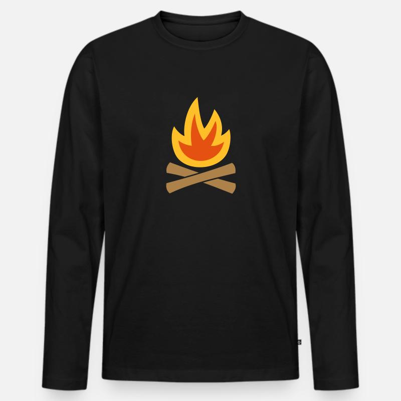 Lagerfeuer - Männer Premium Bio Langarmshirt - Schwarz