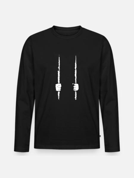 gefangen - Männer Premium Bio Langarmshirt - Schwarz