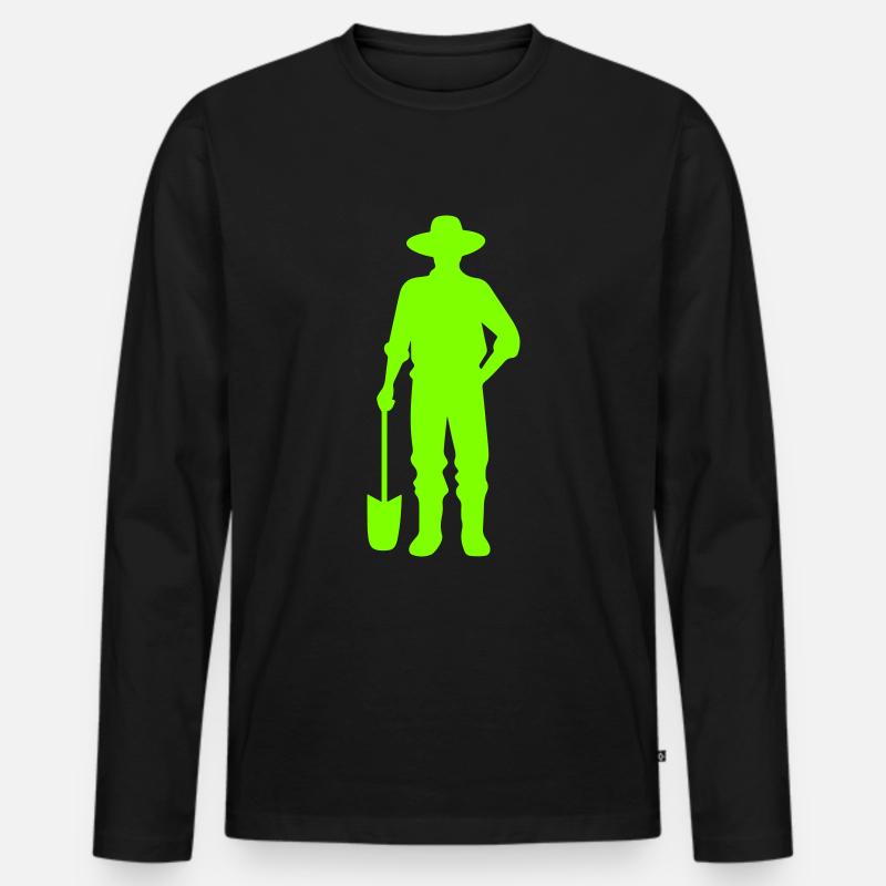 Farmer Bauer Symbol - Männer Premium Bio Langarmshirt - Schwarz