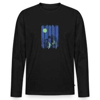 Joueur de basket-ball Dunking Joueur de basket-ball - T-shirt manches longues Premium bio Homme - noir - Devant - Nico (187cm)