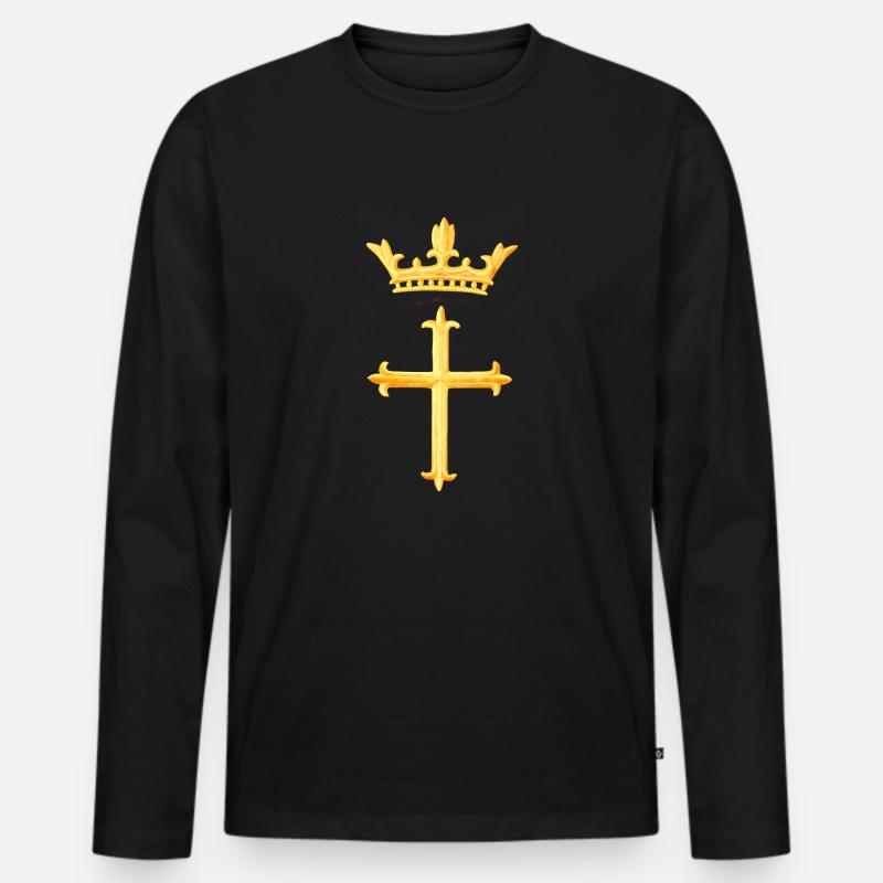 Cross + Crown - Männer Premium Bio Langarmshirt - Schwarz