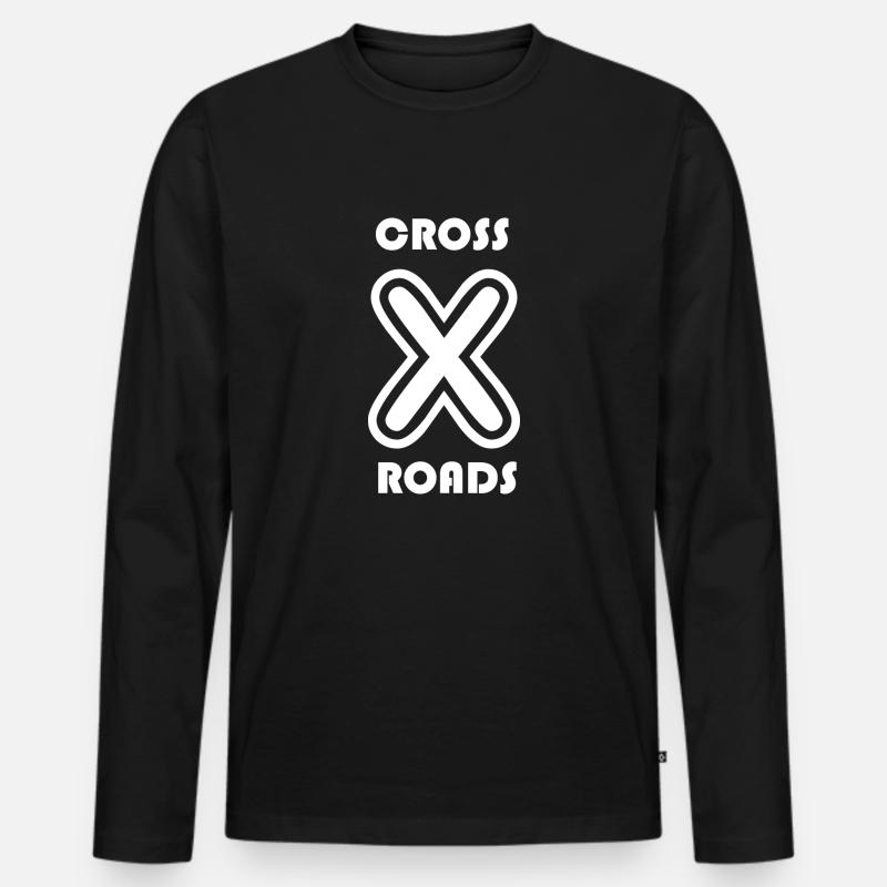 Crossroads - weiss - Männer Premium Bio Langarmshirt - Schwarz