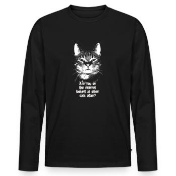 Internet Cat - Men's Premium Organic Long Sleeve Shirt - black - Front - Nico (187cm)